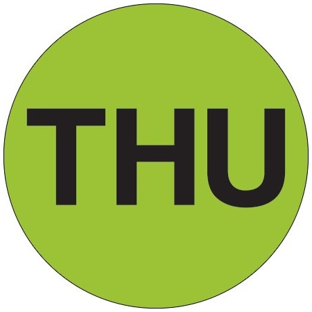 Bsc Preferred 1'' Circle - ''THU'' Fluorescent Green Days of the Week Labels BUY00016100